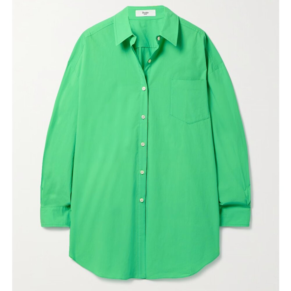 THE FRANKIE SHOP Melody Oversized Cotton Shirt - Island Green